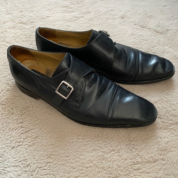 Mercanti Fiorentini Black Leather Dress Shoe Monk Strap 7551 Kenia Nero Size 12 - Picture 2 of 12